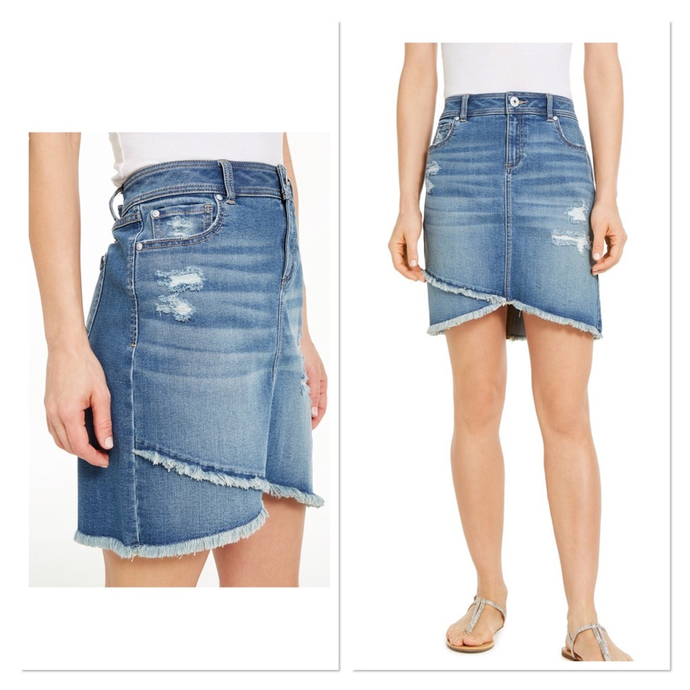 INC Destructed Fray Trim Skirt